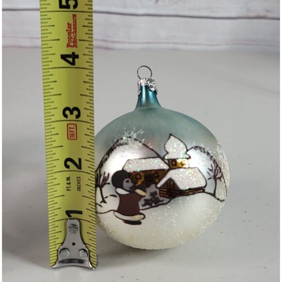 Trim a Home Ornament Hand Painted Imported Glass Sparkle Snow Winter Vintage - Picture 7 of 10